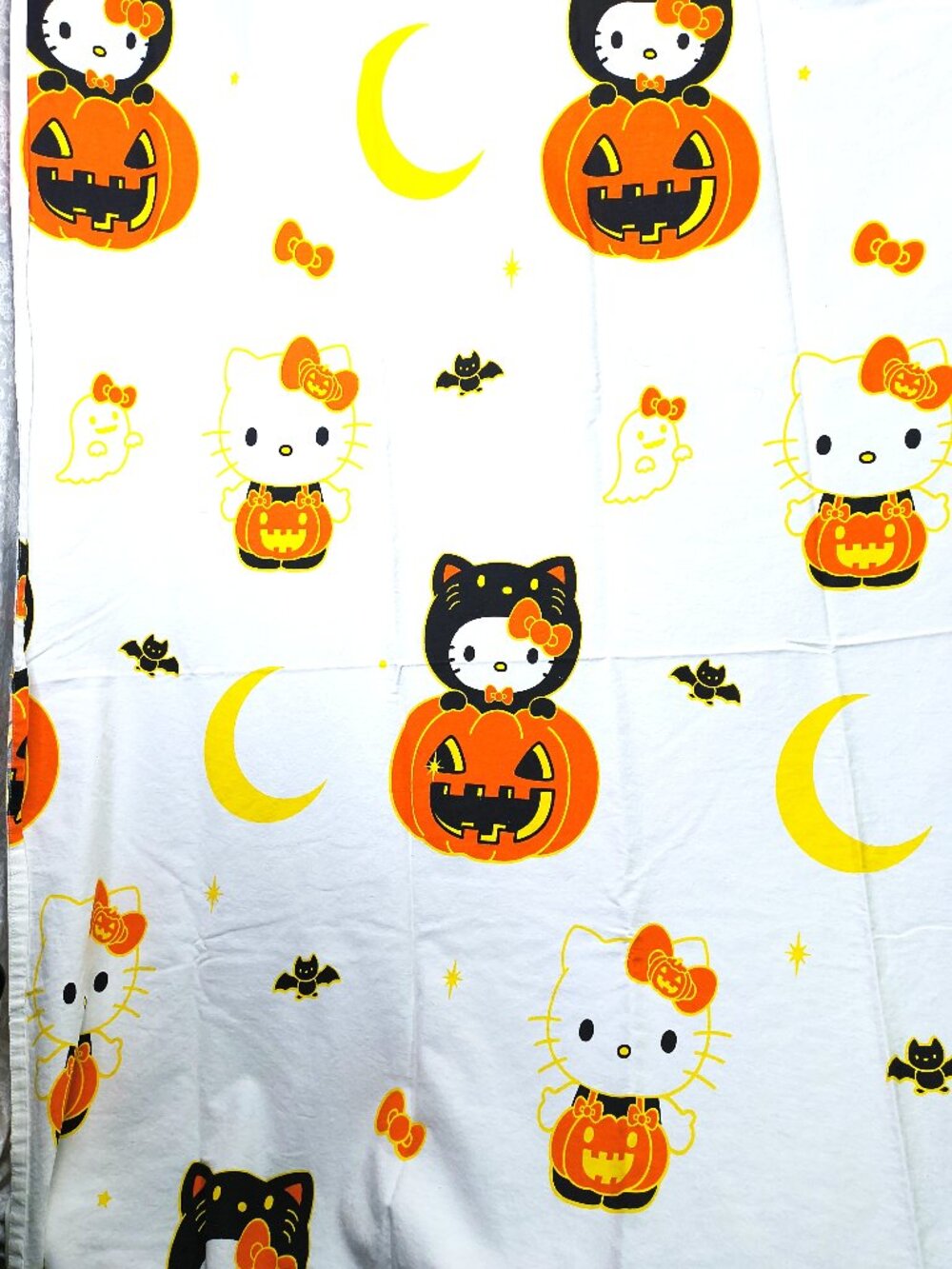 Hello Kitty Halloween Shower Curtain- Jack-o-lantern - black cat - moon - ghost
